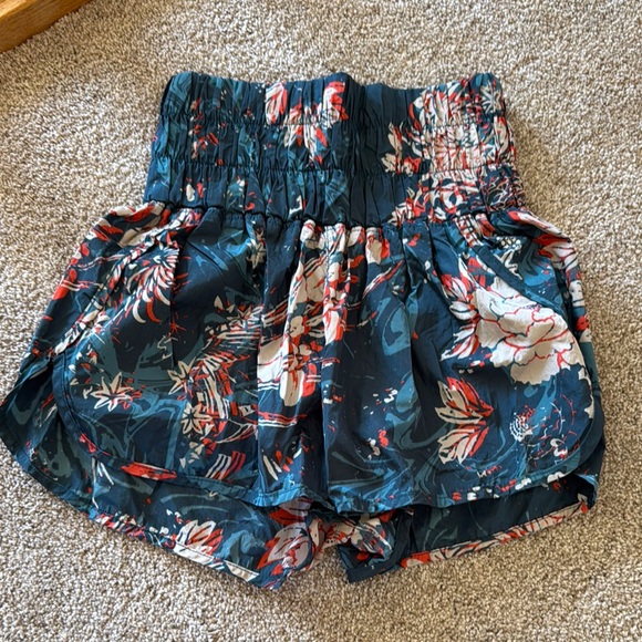 FP Movement by Free People Pants - FP Movement by Free People Floral Athletic Shorts - Blue and Red